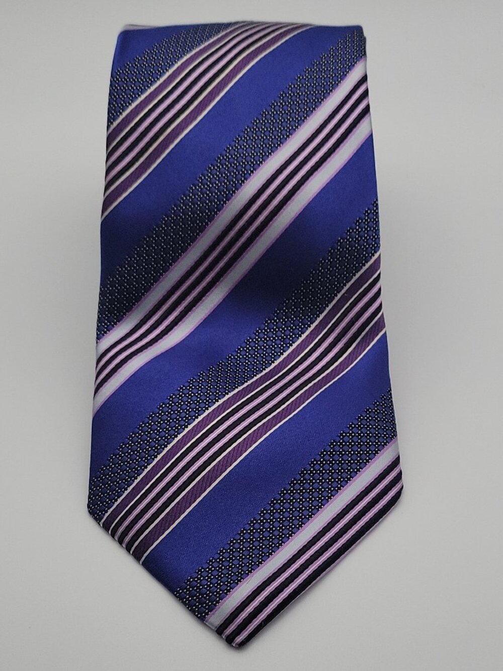 Ermenegildo Zegna 100% Silk Striped Blue Purple Men's Tie Designer Italy